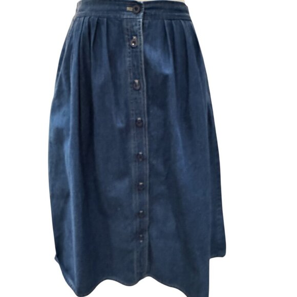 Vintage Koret City Blues Denim Button Front Midi Skirt Women’s Large – Made in U - Picture 1 of 5